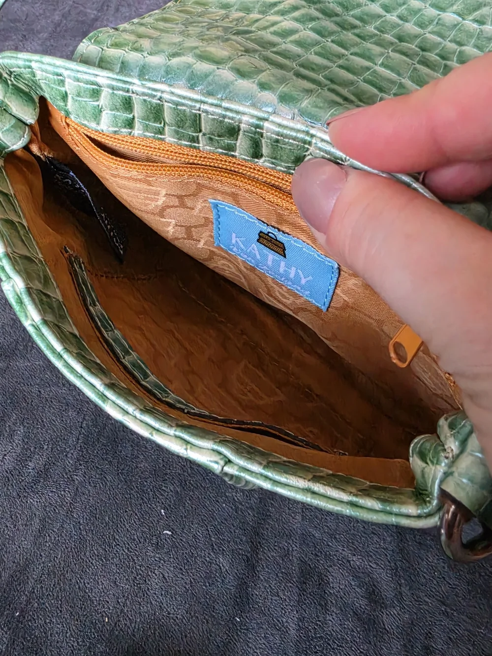 Kathy Van Zeeland Mint Green Croc-Embossed Crossbody with Card Holder